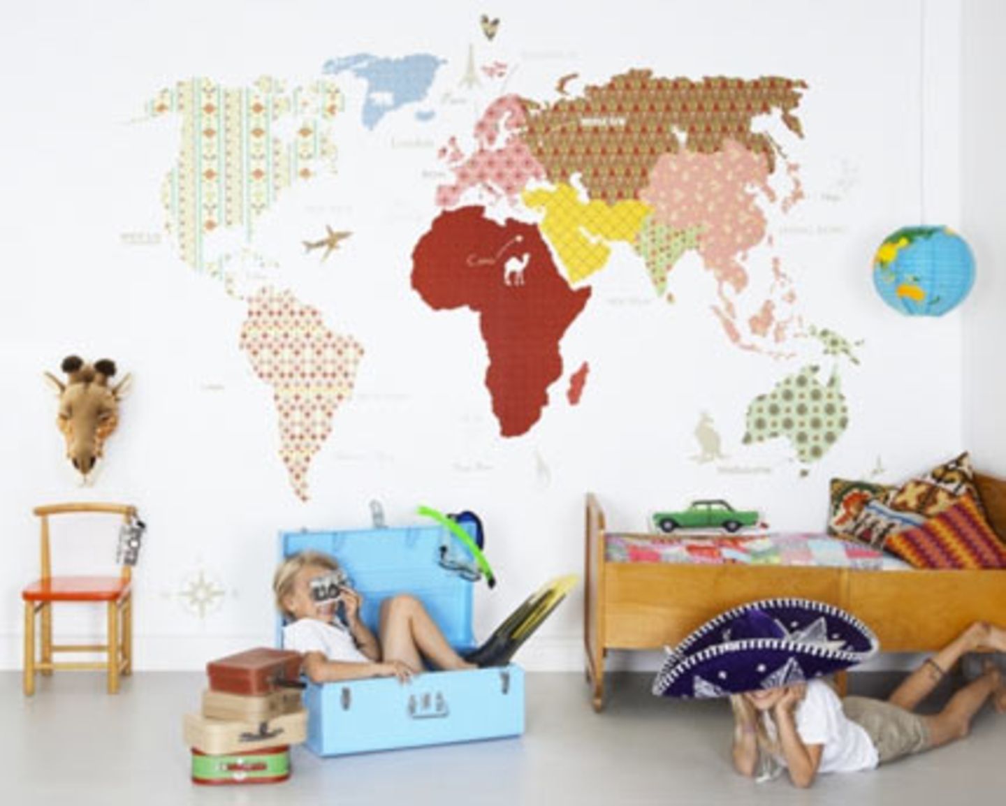 Wandtattoo Kinderzimmer Weltkarte