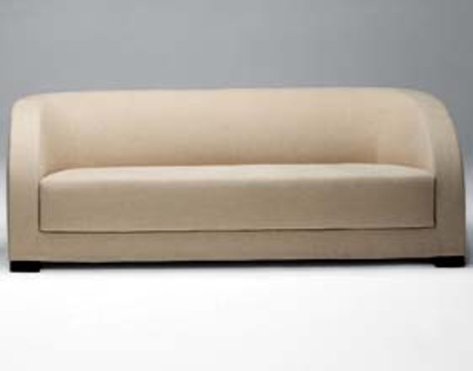 Sofa Sofa mit abgerundeter Rücken- und Armlehne mit Soffbezug in Natur. Maße: Sofa 90x190x65H cm Sessel 90x90x65H