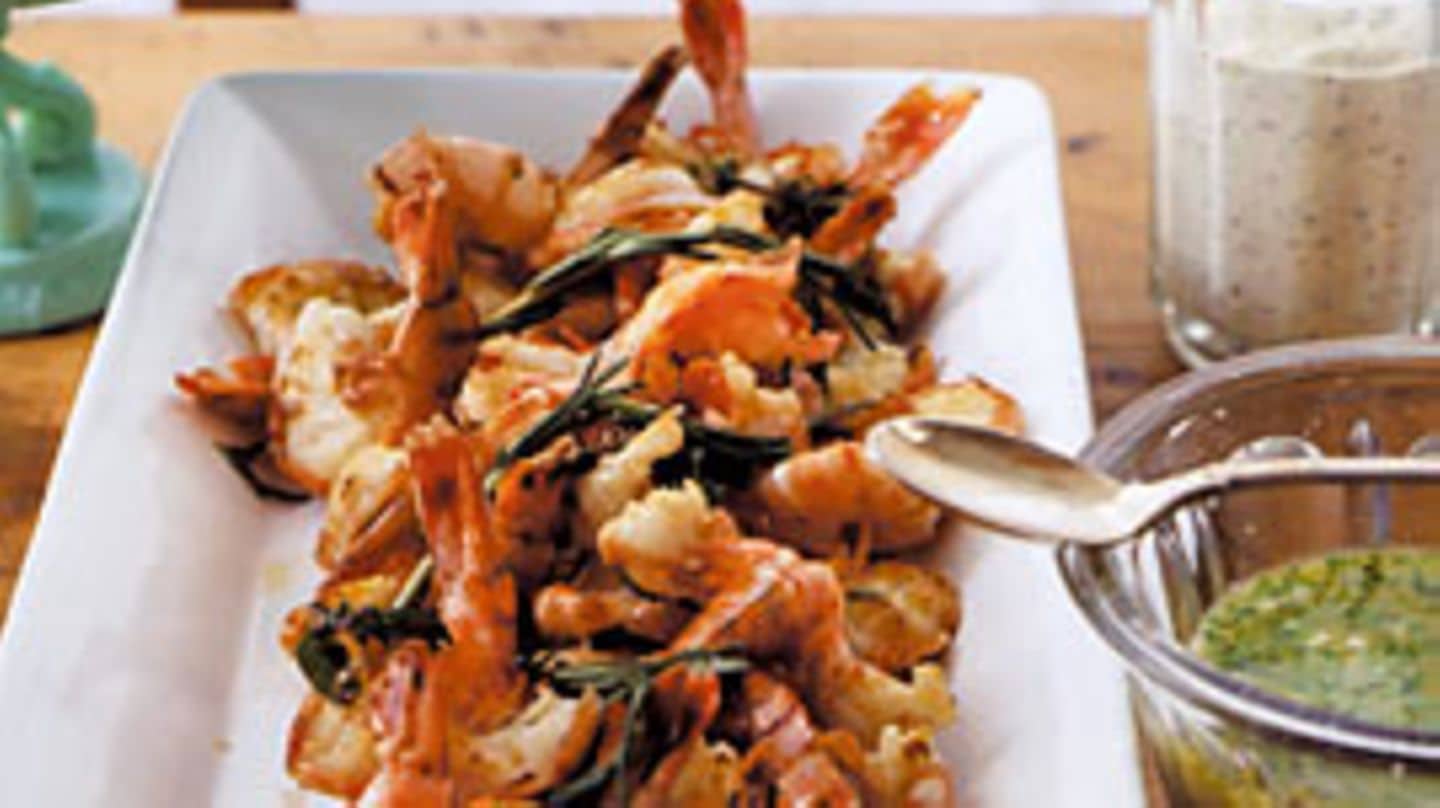 Gebratene Garnelen mit drei Saucen Rezept - [LIVING AT HOME]