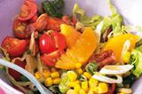 Rezept: Mais-Tomaten-Salat mit Orangen und Bacon