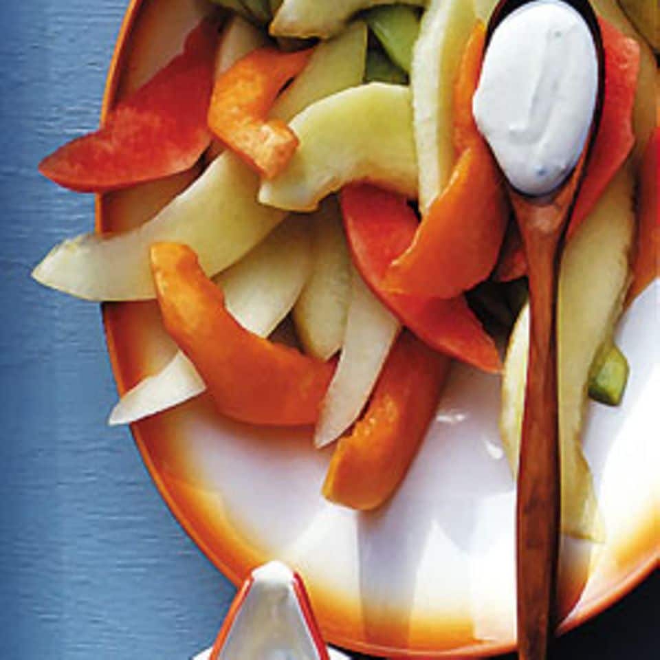 Rezept: Melonensalat mit Vanille und Quarkcreme