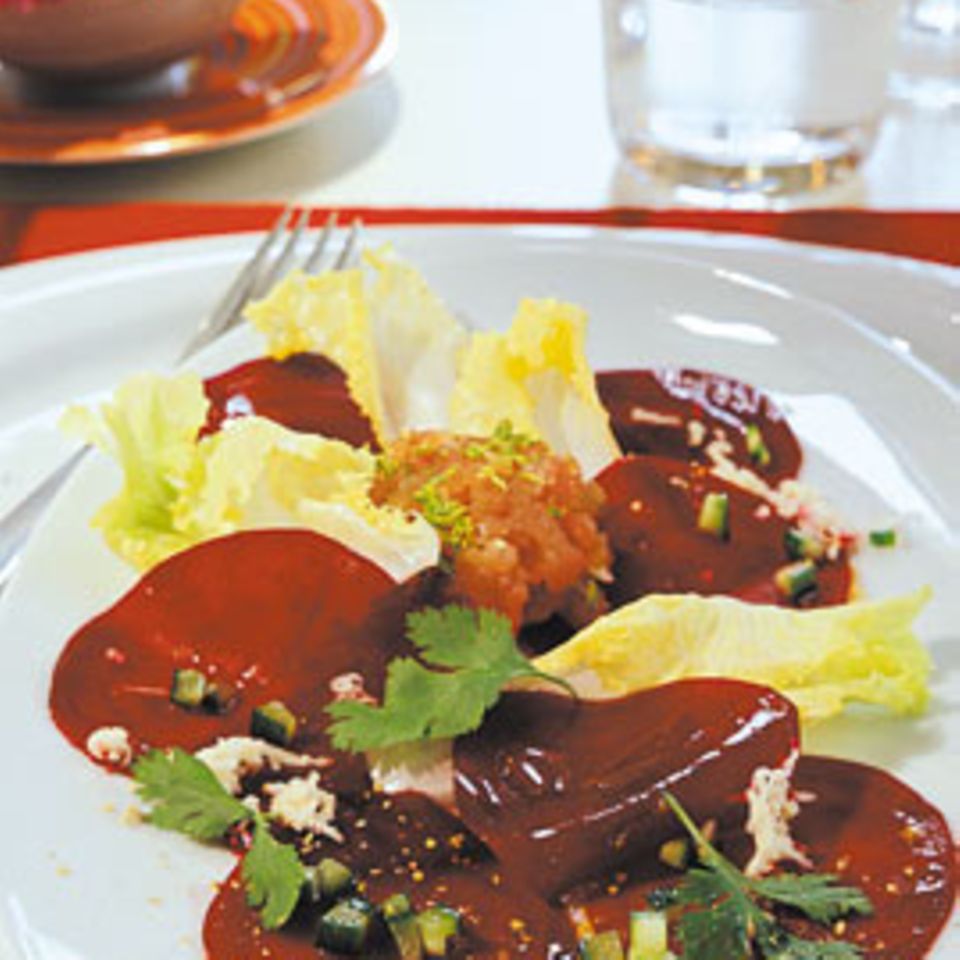 Rezept: Rote-Bete-Carpaccio mit Thunfisch-Tatar