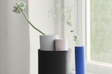 Vase aus Keramik in Schwarz, Blau, Rose und Grau