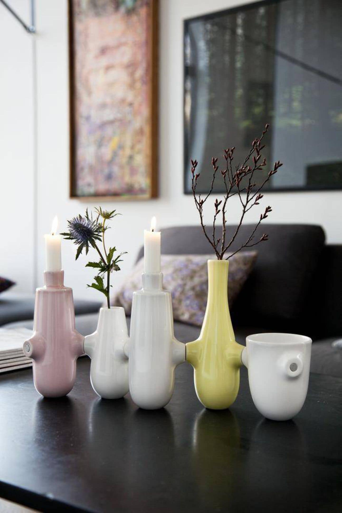 Vasen- und Kerzenhalter aus Keramik
