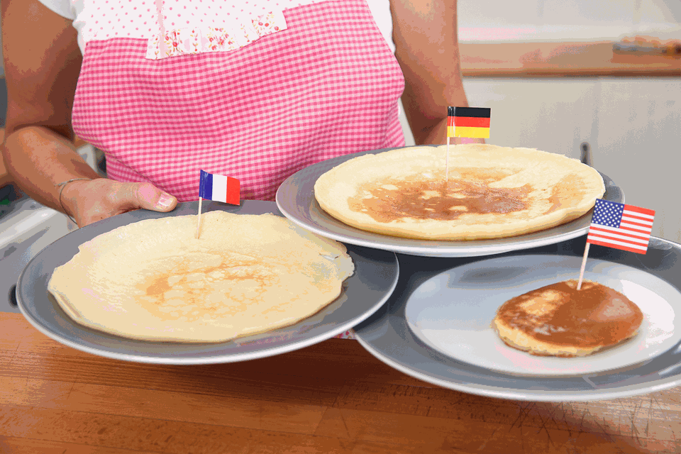 Pancakes, Crêpes und Pfannkuchen