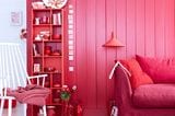 Panellwand, Möbel und Accessoires in Rot