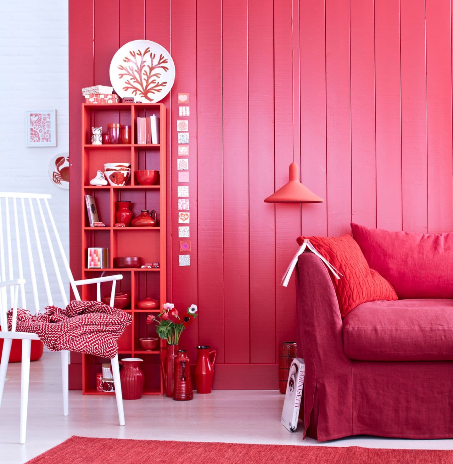 Panellwand, Möbel und Accessoires in Rot