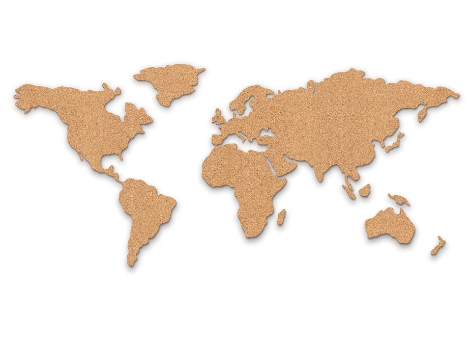 Pinnwand aus Kork in Weltkarten-Design