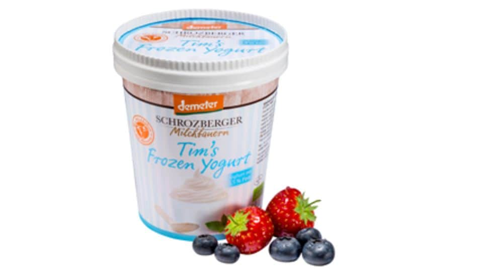 Das Dessert "Tim's Forzen Yoghurt" mit Demeter und Bio-Siegel ist erfrischend. Foto: Molkerei Schrozberger