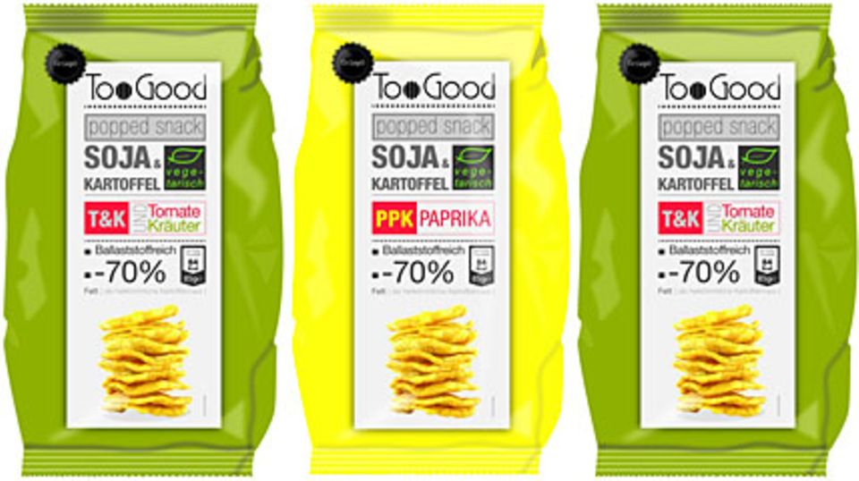 Cholesterinfrei - der Snack "Too Good" aus Soja und Kartoffeln