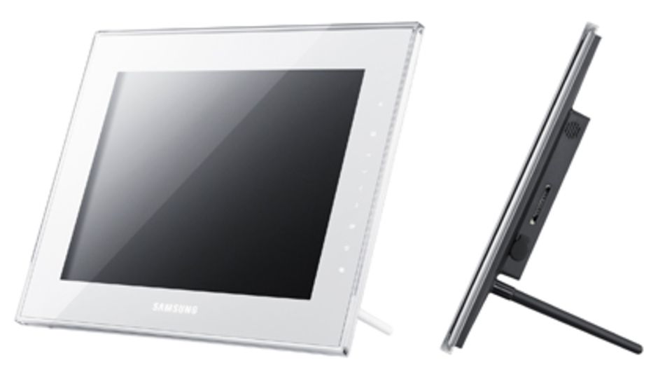 Schick, flach und in den Farben Weiß und Schwarz erhältlich: der Samsung "SPF-800W"