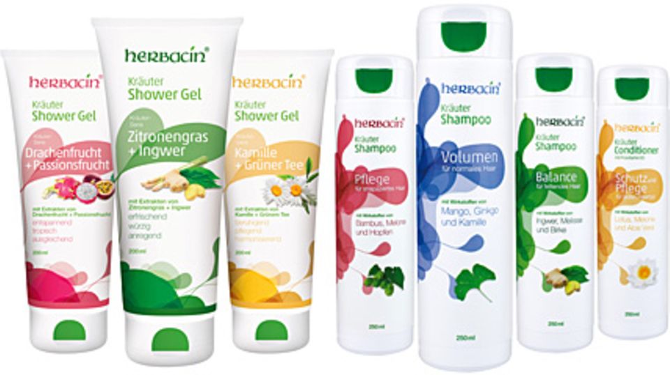 Aromatische Kräuter-Showergele und Shampoos von Herbacin