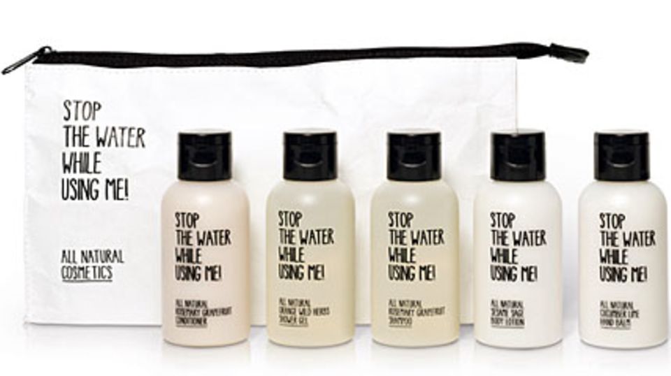 Wasser sparen auch im Urlaub - das Travel Kit "Stop the water while using me" von T.D.G.