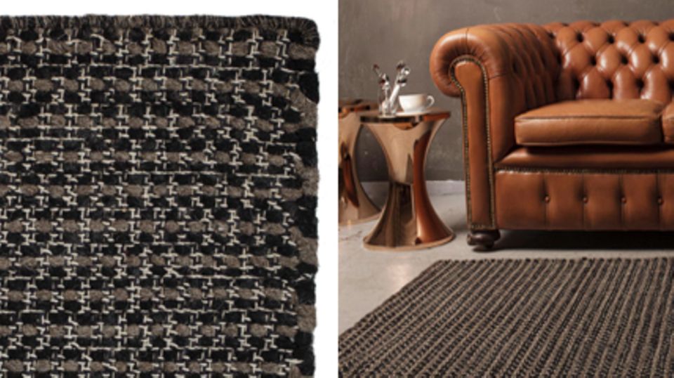 Durch die zweifarbige Wolle entsteht das simple Streifenmuster des "Kaavi"-Teppichs. Fotos: Urbanara
