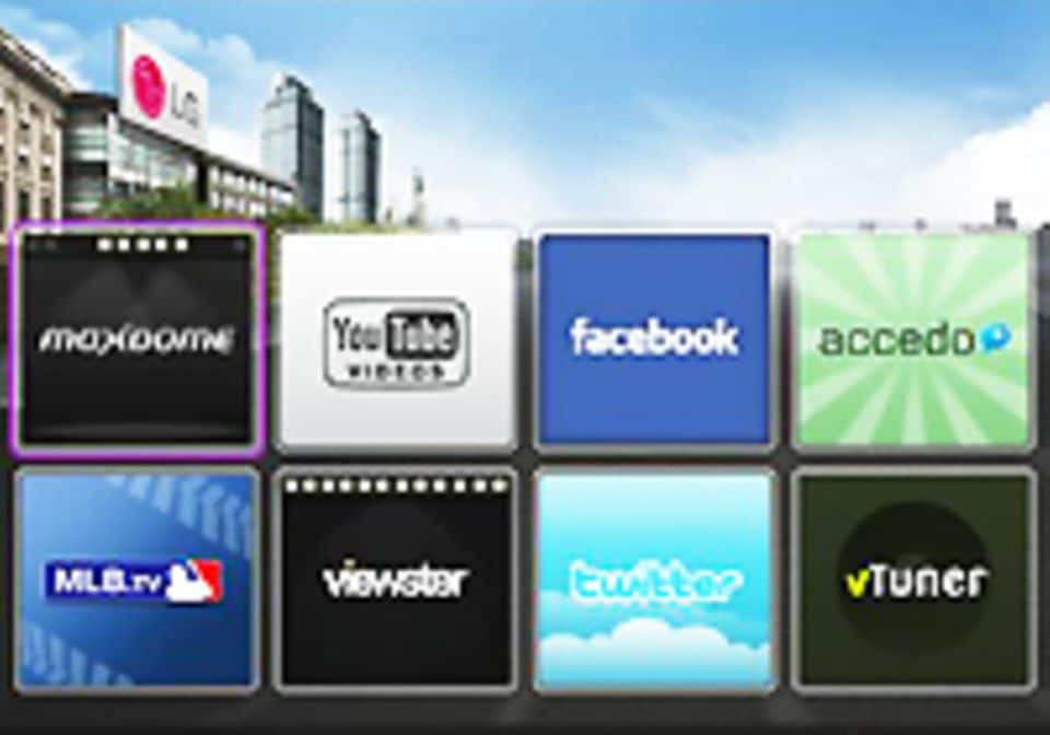 Smart TV: Auf Knopfdruck öffnet sich das Menü mit den verschiedenen Apps. Foto: LG.