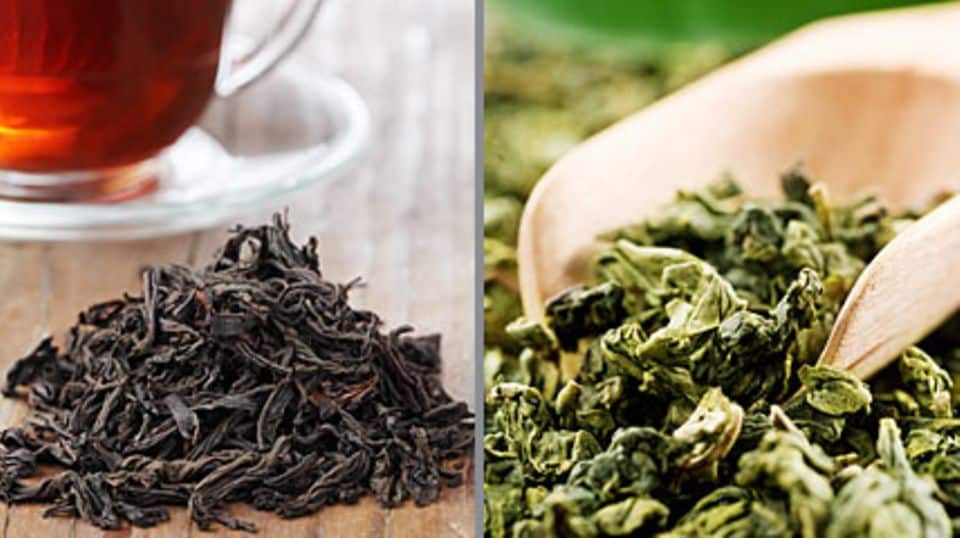 Schwarzer Tee und grüner Tee