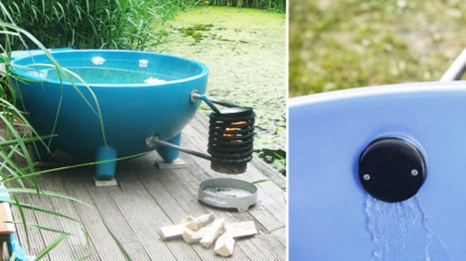 Praktisch: Die Feuerstelle kann auch als Grill genutzt werden. Nach zwei Stunden ist das Wasser auf 37 Grad erhitzt.