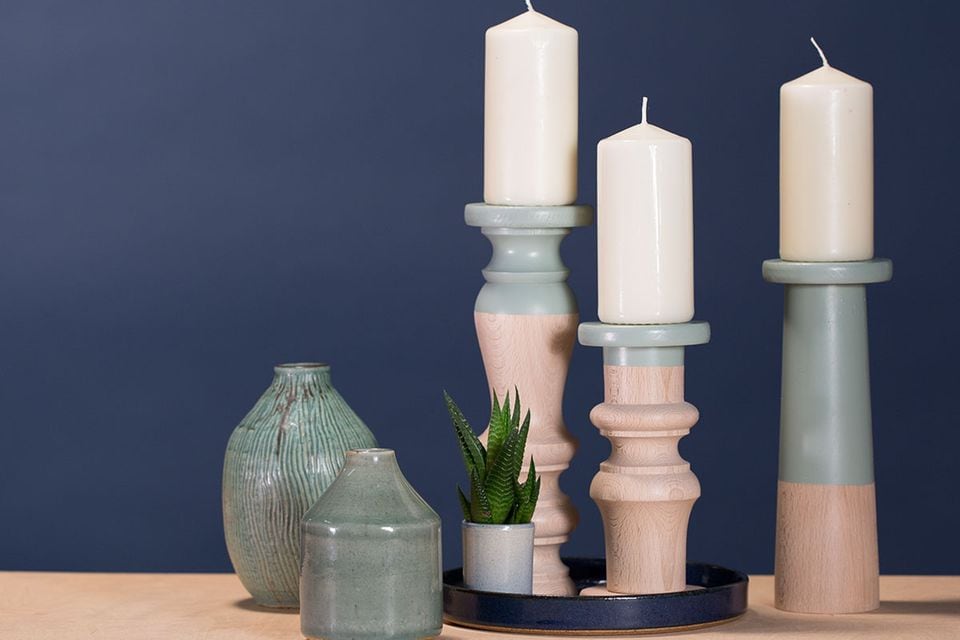 DIY: Kerzenständer selber machen aus Drechselstab