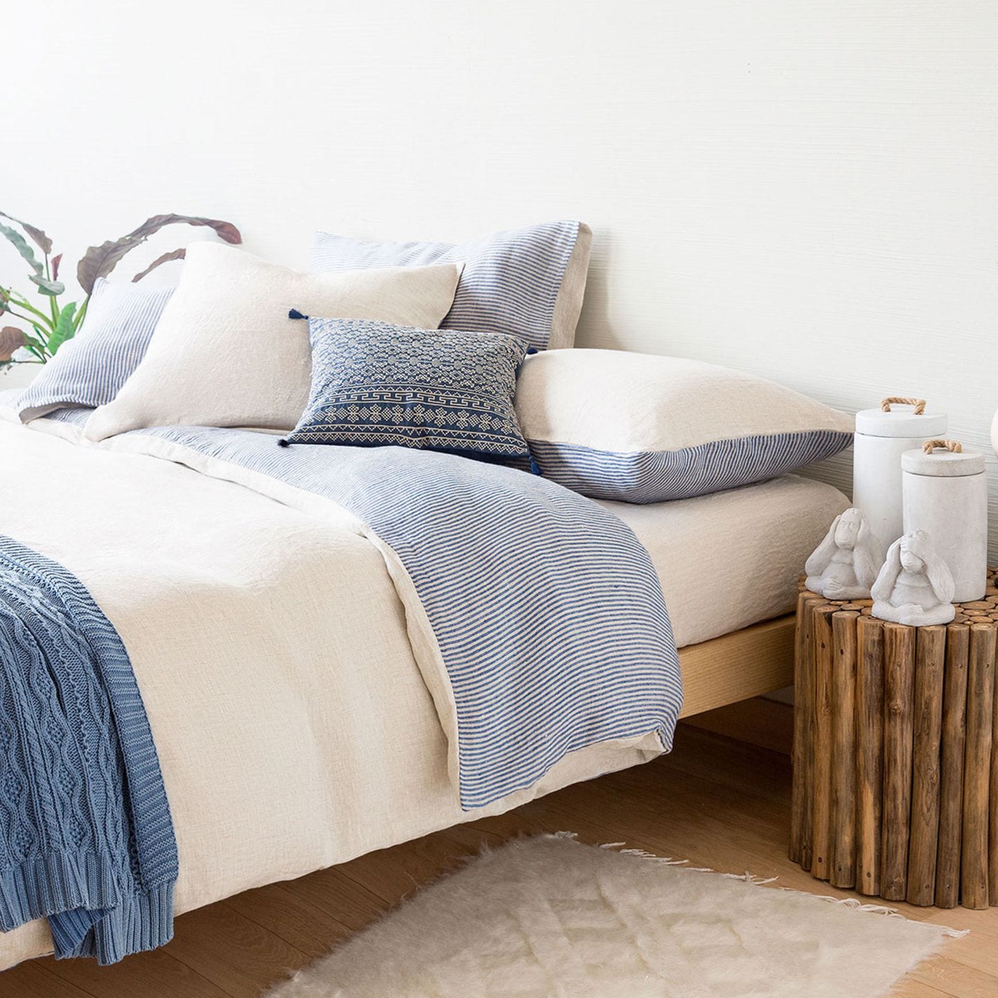 Bettwäsche gestreift in Blau-Weiß von Zara Home