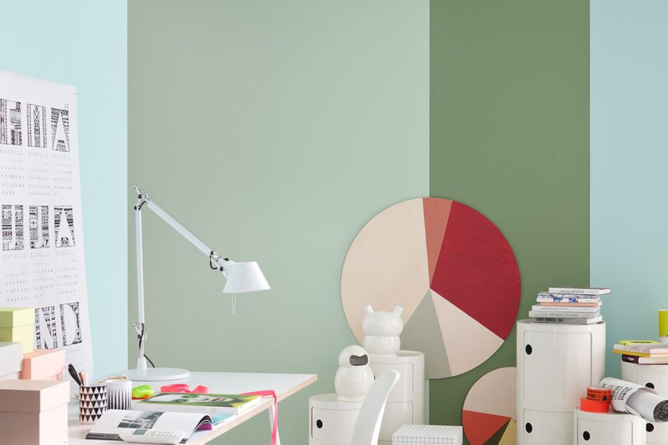 SCHÖNER WOHNEN Farbe: Wandfarbe Grün und Hellblau