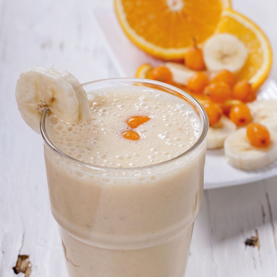 Rezept: Bananensmoothie orange mit Sanddorn