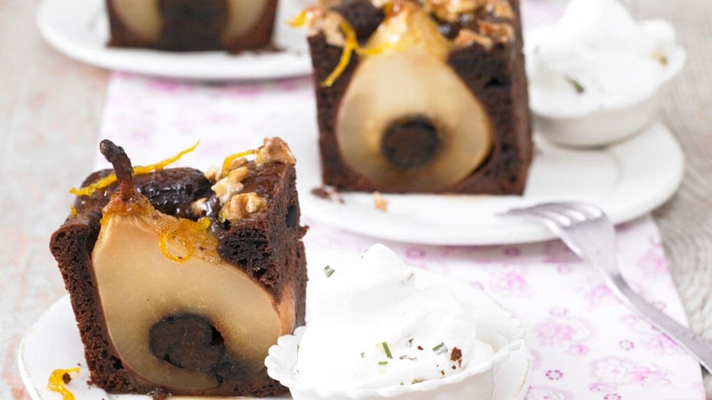 Schoko-Rotwein-Kuchen mit Birnen: Rezept - [LIVING AT HOME]
