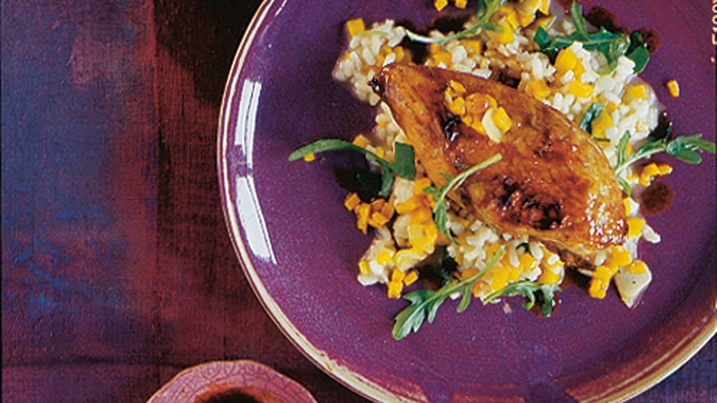 Geschmortes Hähnchen auf Kürbisrisotto Rezept - [LIVING AT HOME]
