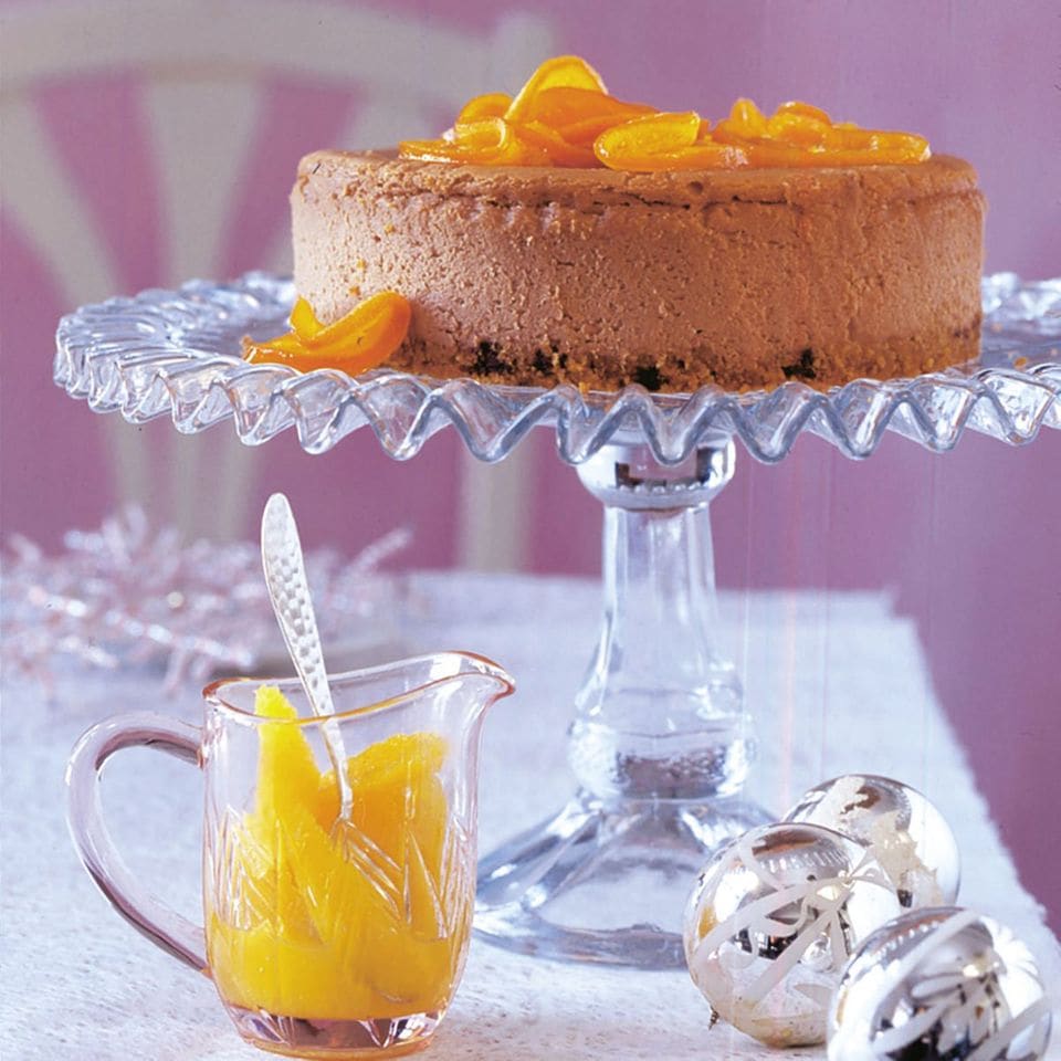 Schoko-Cheesecake mit Orangenkompott: Rezept