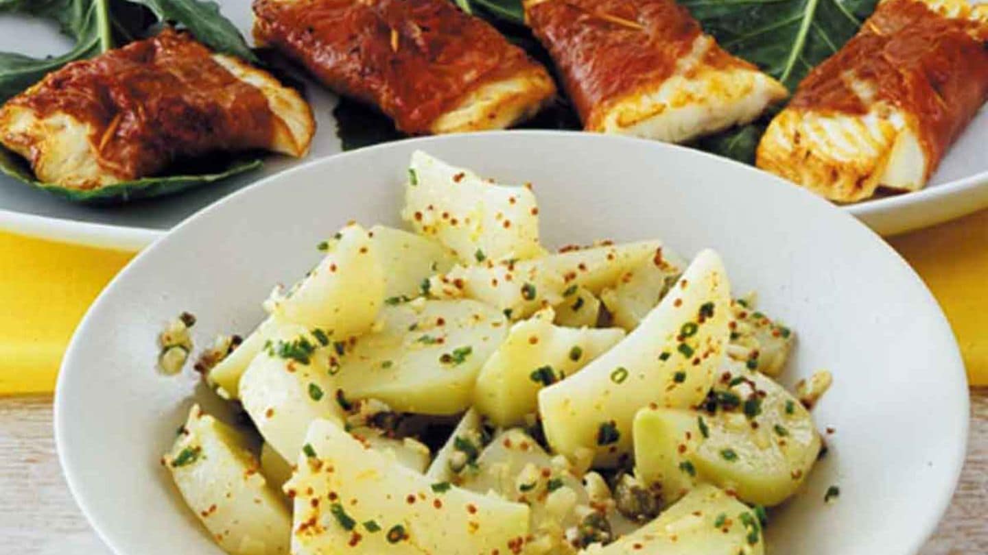 Kohlrabi in Kapern-Senf-Butter mit Speck-Kabeljau Rezept - [LIVING AT HOME]