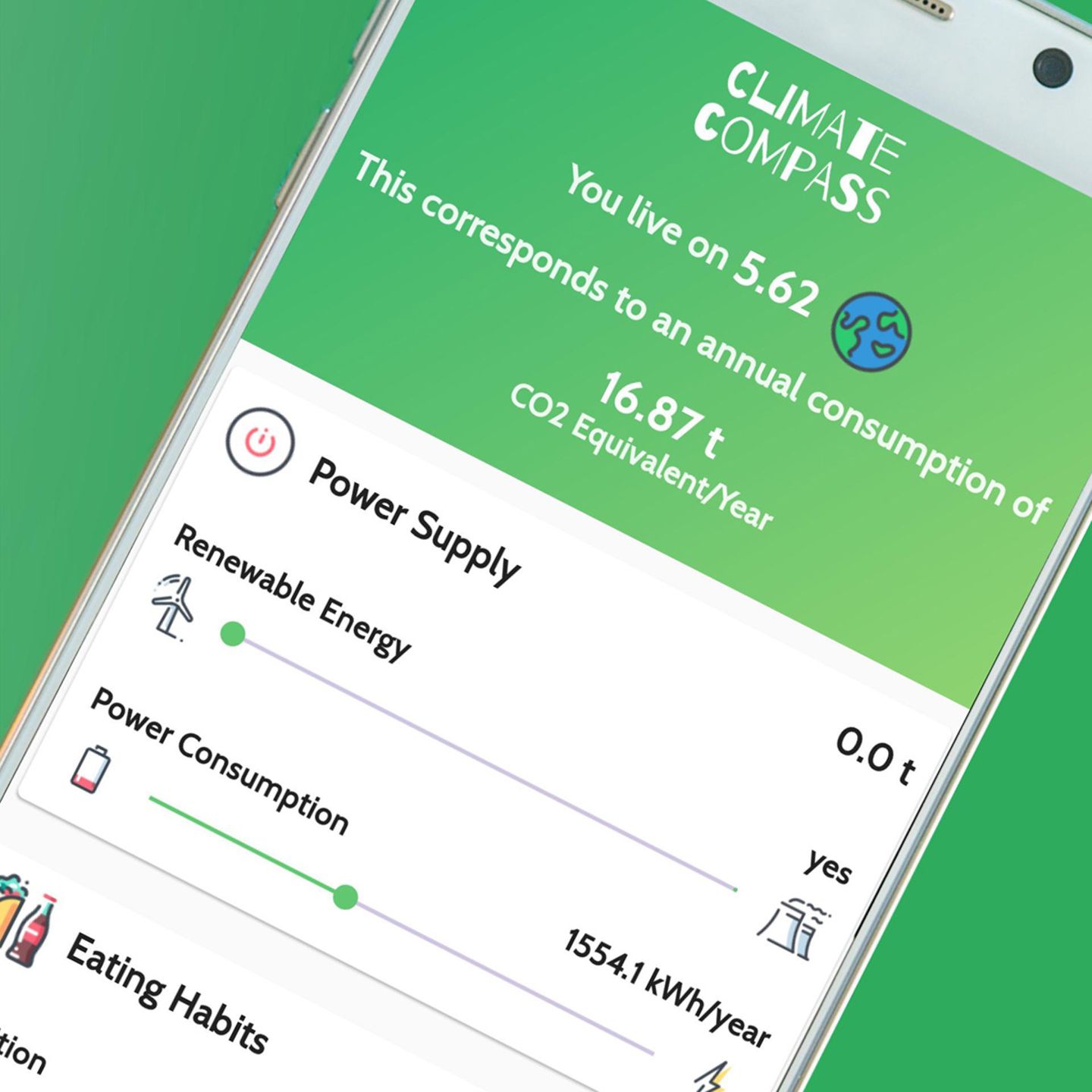 Screenshot der App Klima Kompass