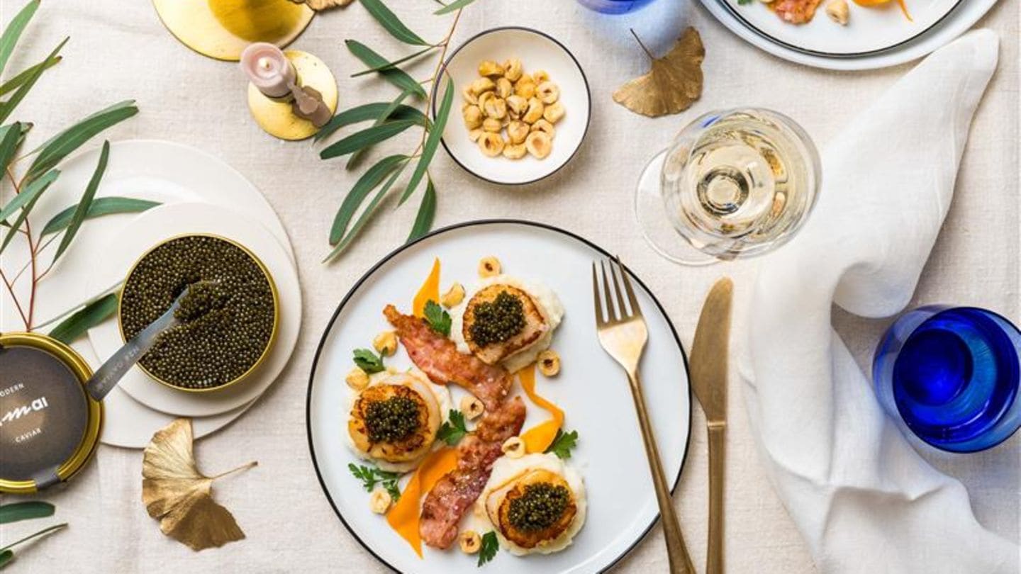 Jakobsmuscheln mit Kaviar und Speck auf Blumenkohl – Rezept - [LIVING ...